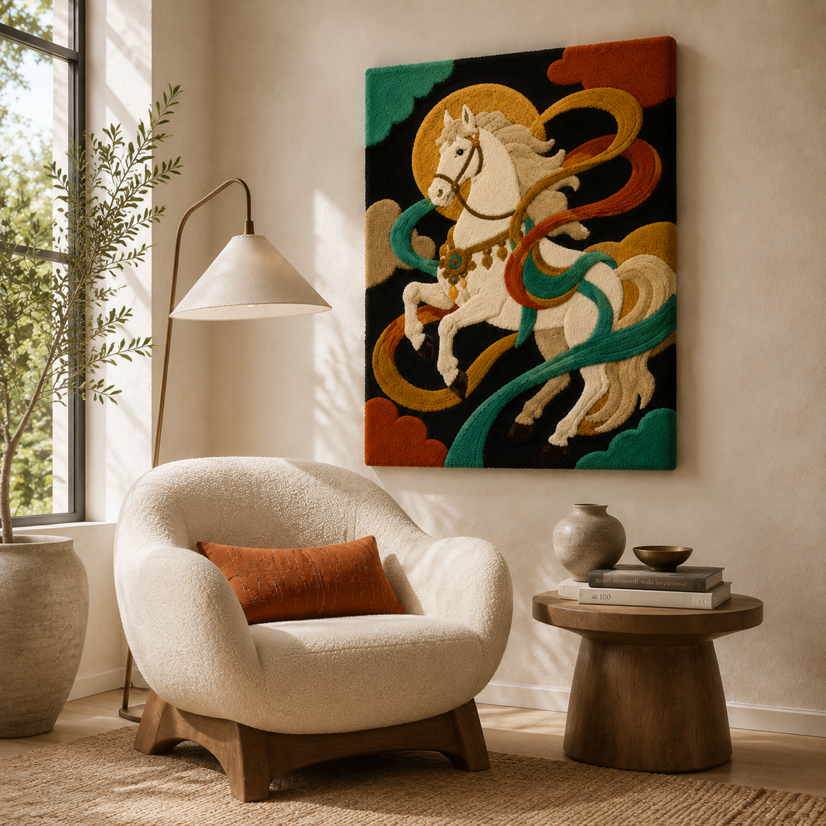 Hewn Earth Cloud Rider wall art featuring a serene cloud design on a textured surface suitable for modern home decor.