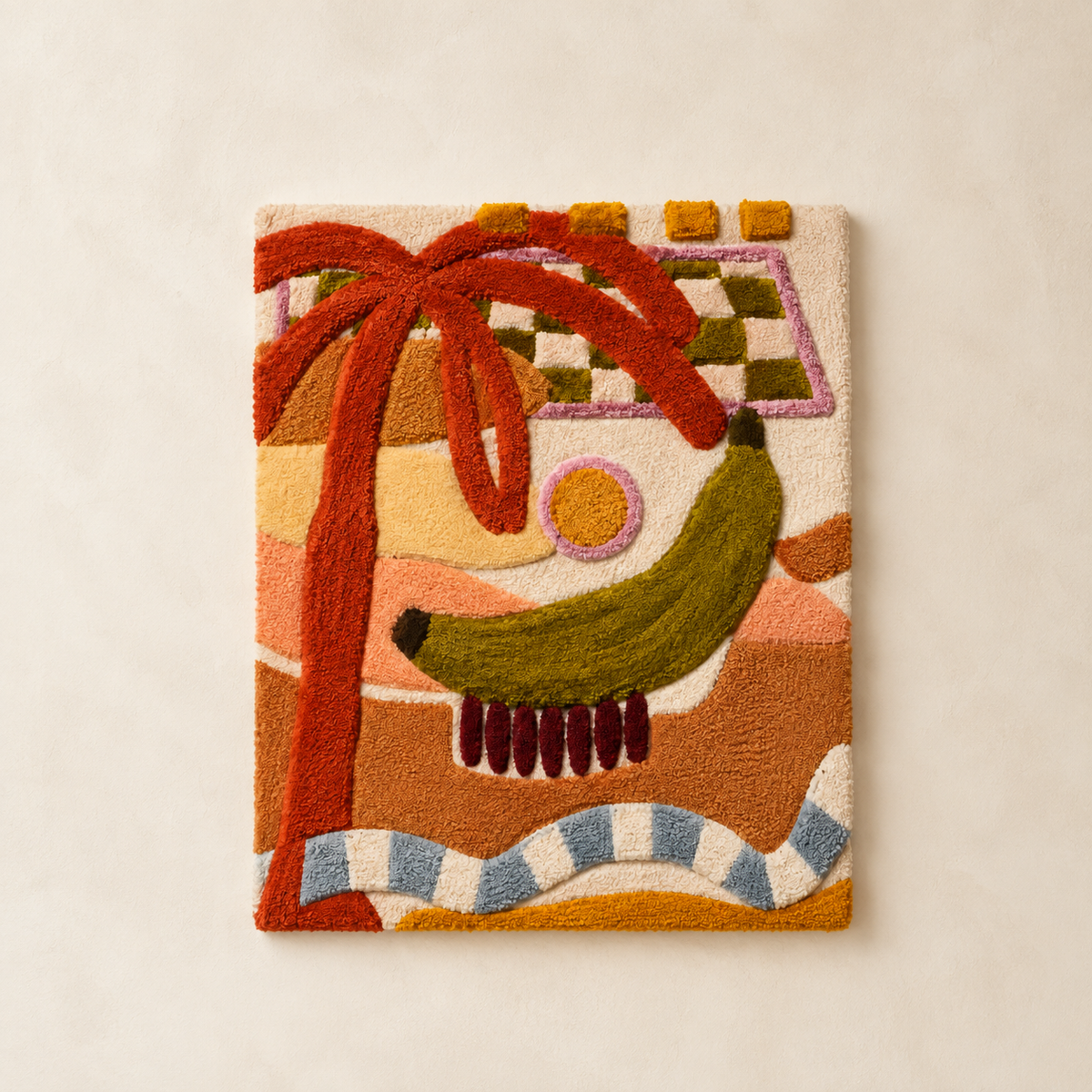 Hewn Earth Palm Totem wall art featuring a textured, natural design in earthy tones, suitable for modern interior decor.
