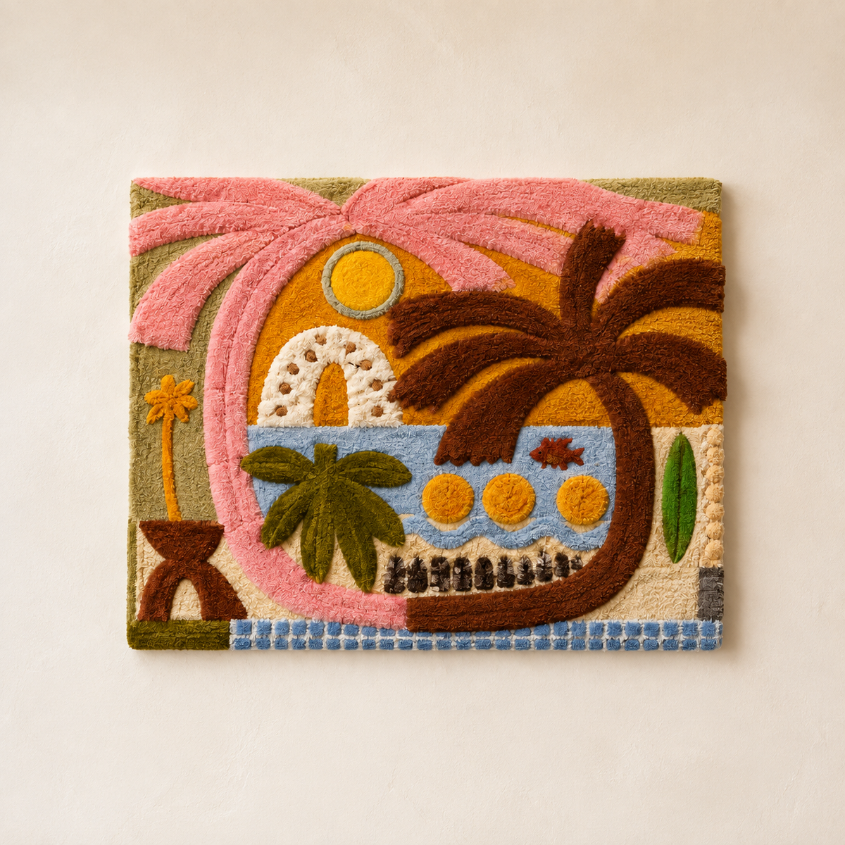Hewn Earth Sunlit Oasis wall art featuring vibrant sunlit landscape scene on canvas or print.