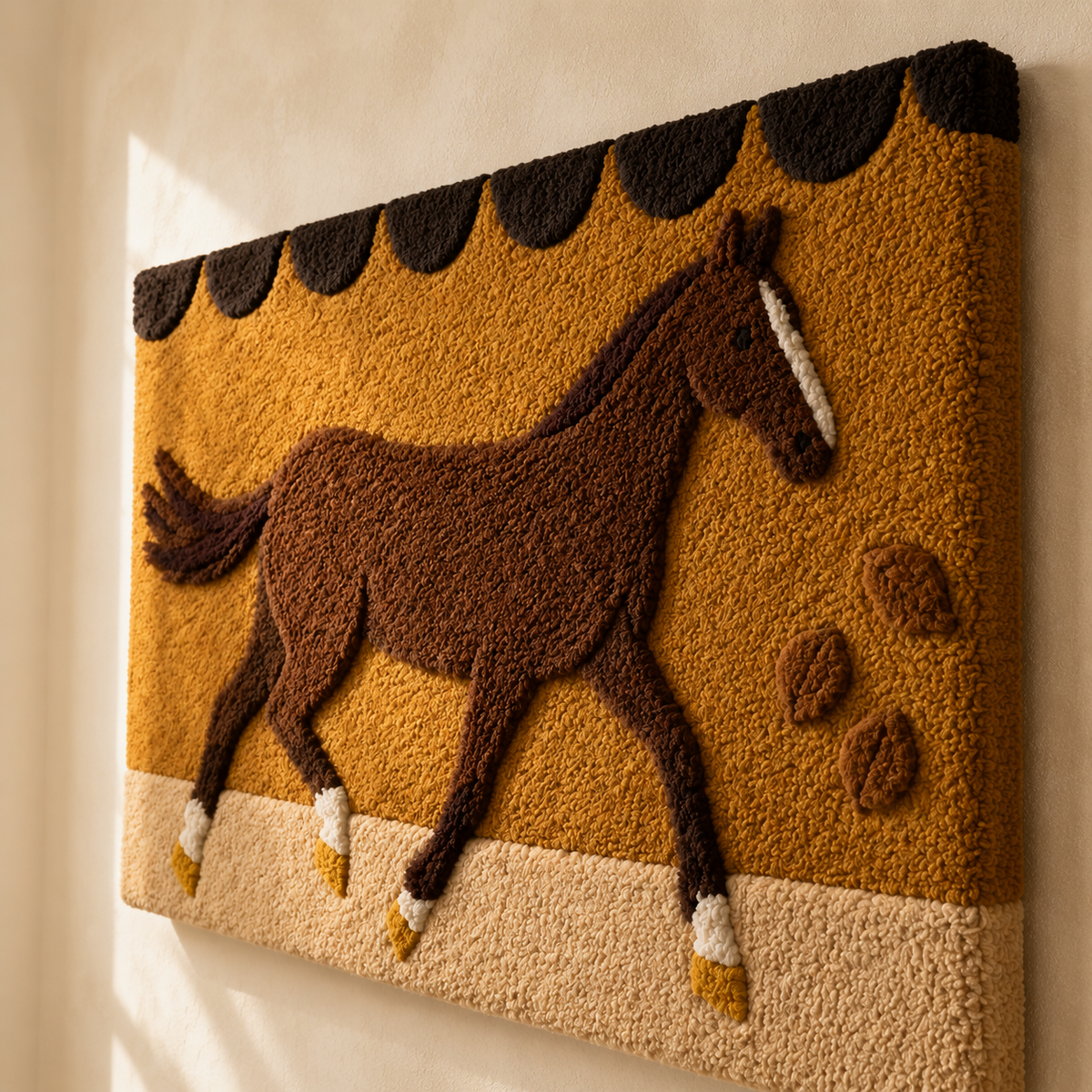 Close-up of Hewn Earth Copper Gallop wall art showing textured copper finish and intricate design details.