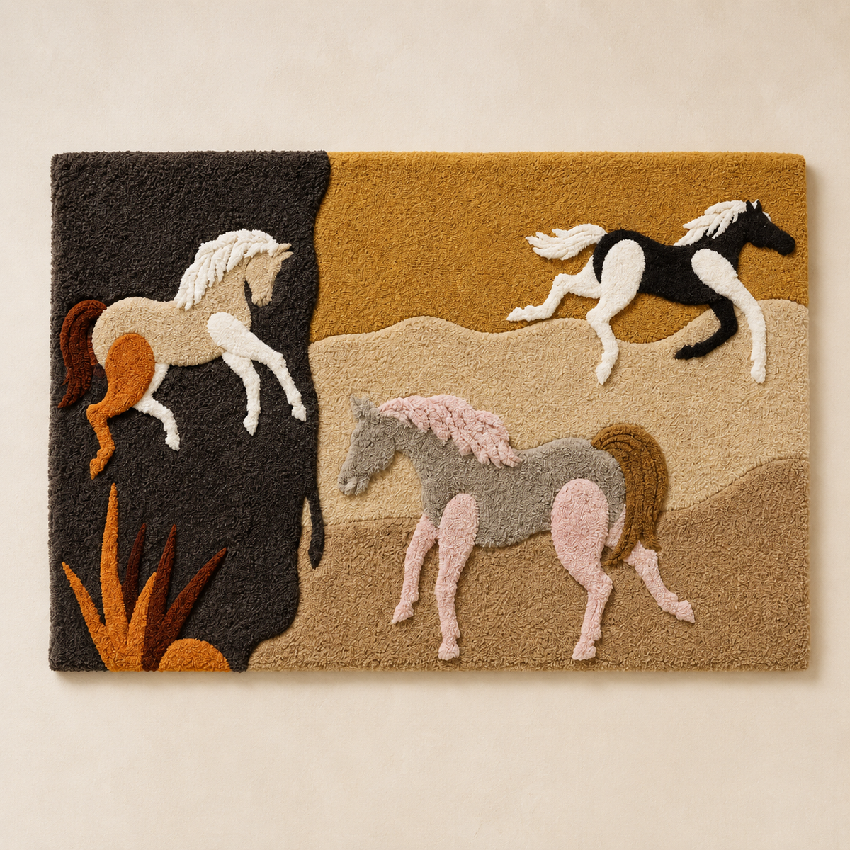 Meadow Procession wall art by Hewn Earth featuring a serene landscape scene with soft, natural colors on a light background.