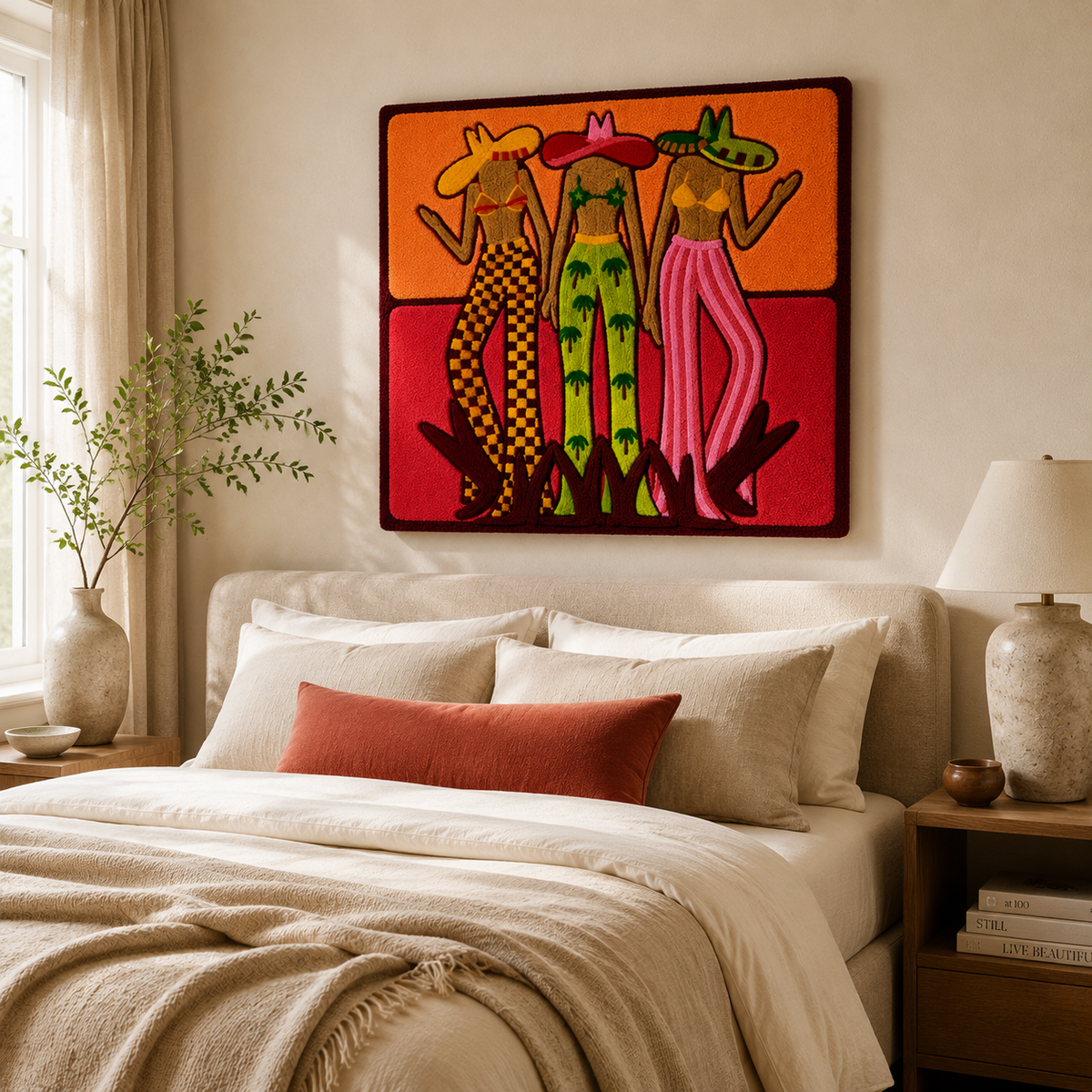 Hewn Earth Rose Hat Quartet wall art featuring four floral illustrations in a modern, decorative wall decor display.