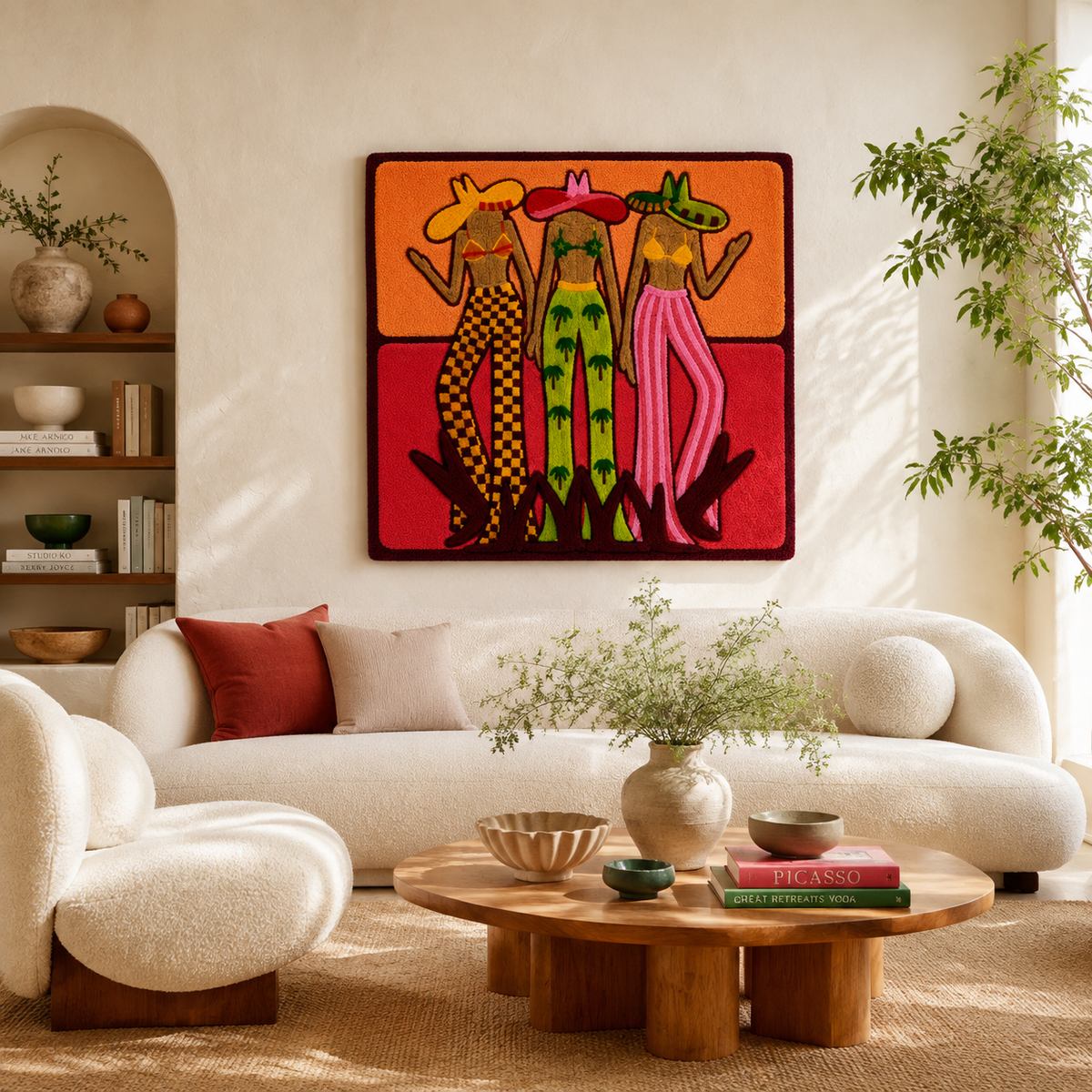 Hewn Earth Rose Hat Quartet wall art featuring four floral-themed prints in a cohesive design for home decor.