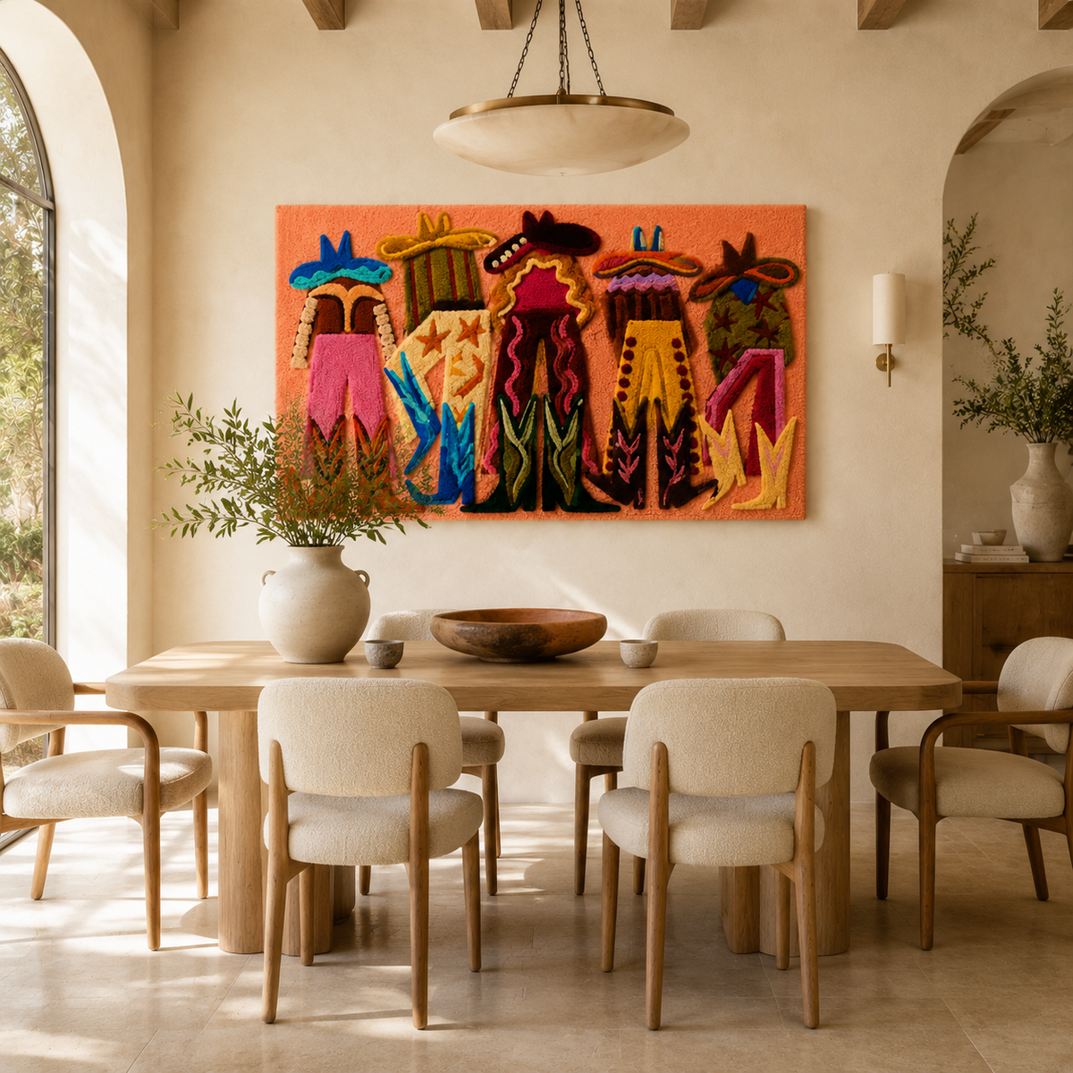 Hewn Earth Festival Lineup wall art featuring vibrant images of music artists and festival scenes in a colorful display.