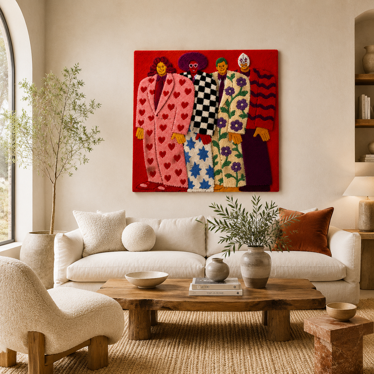 Colorful patterned Kin wall art by Hewn Earth featuring geometric shapes and vibrant design for modern home decor.