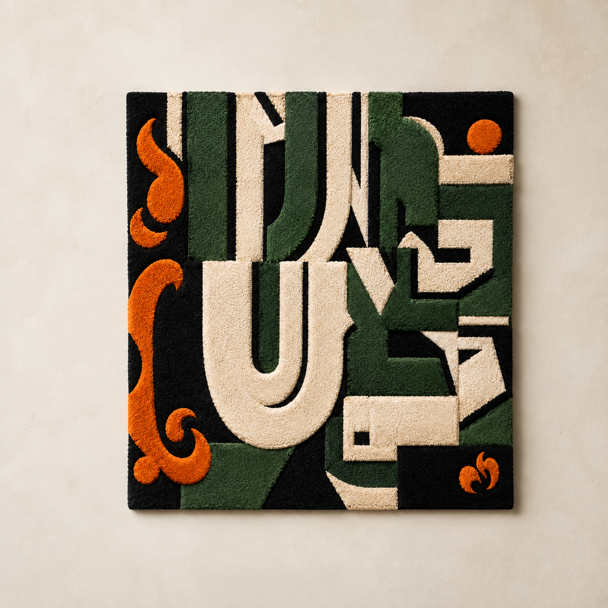 Hewn Earth Forest Letterforms wall art featuring natural wood letter shapes arranged creatively on a white background.