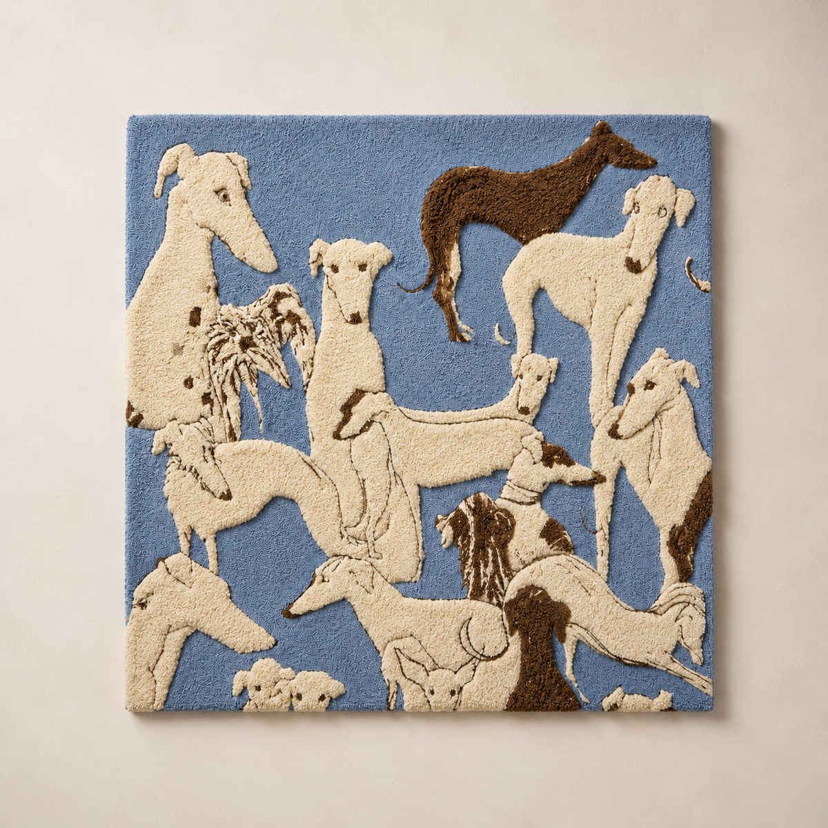 Blue dog wall art by Hewn Earth featuring a modern, minimalist design suitable for contemporary home decor.