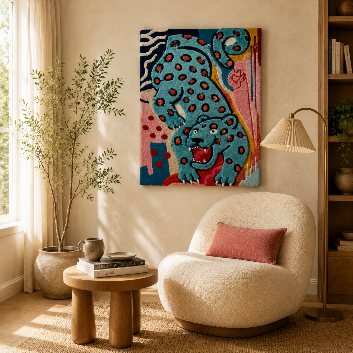 Turquoise Prowler wall art by Hewn Earth featuring a vibrant, abstract design with bold turquoise and earthy tones.