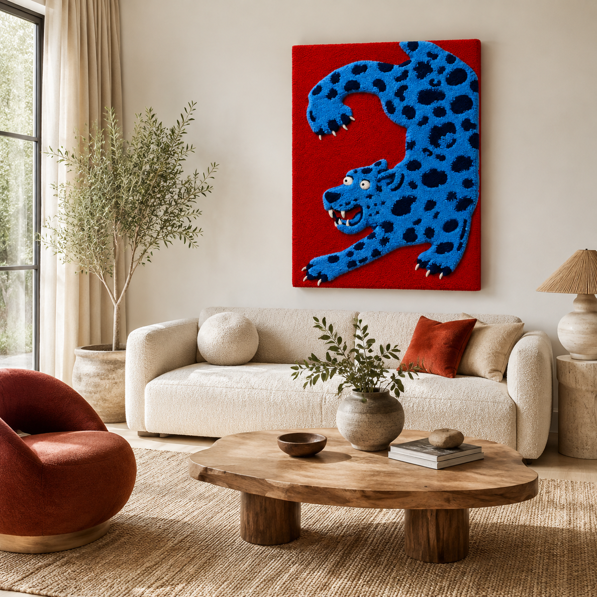 Electric Leopard wall art by Hewn Earth featuring vibrant, stylized leopard design for modern home decor.