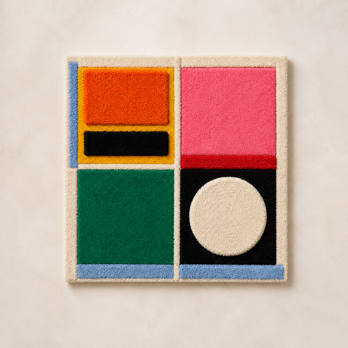 Hewn Earth Primary Geometry wall art featuring a modern geometric design on a light background.