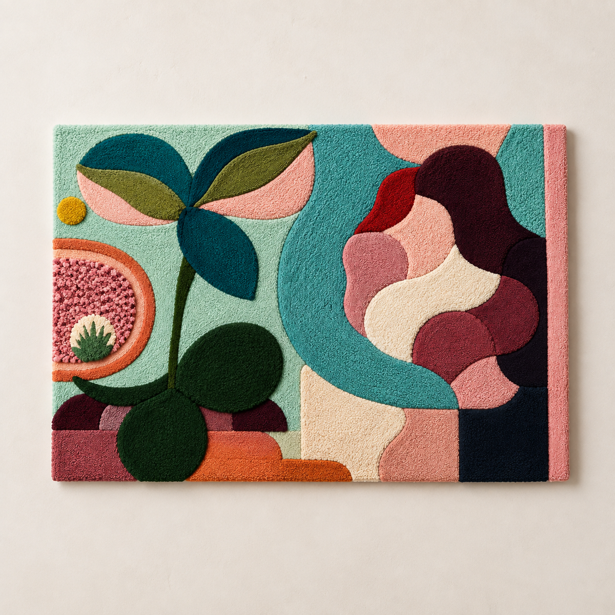 Botanical Currents wall art by Hewn Earth featuring vibrant, nature-inspired designs on a textured canvas.