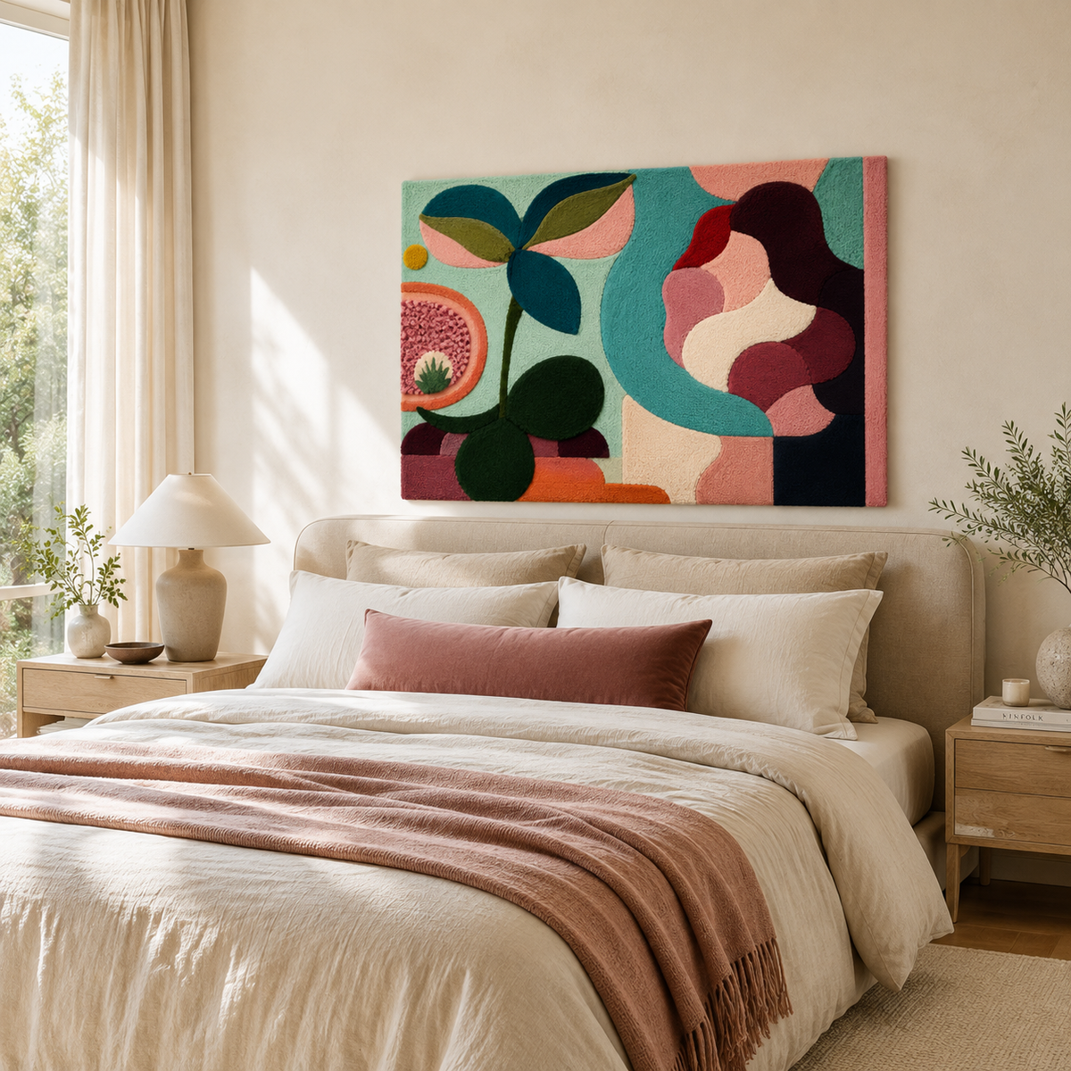 Botanical Currents wall art by Hewn Earth featuring vibrant abstract nature-inspired artwork on a canvas.