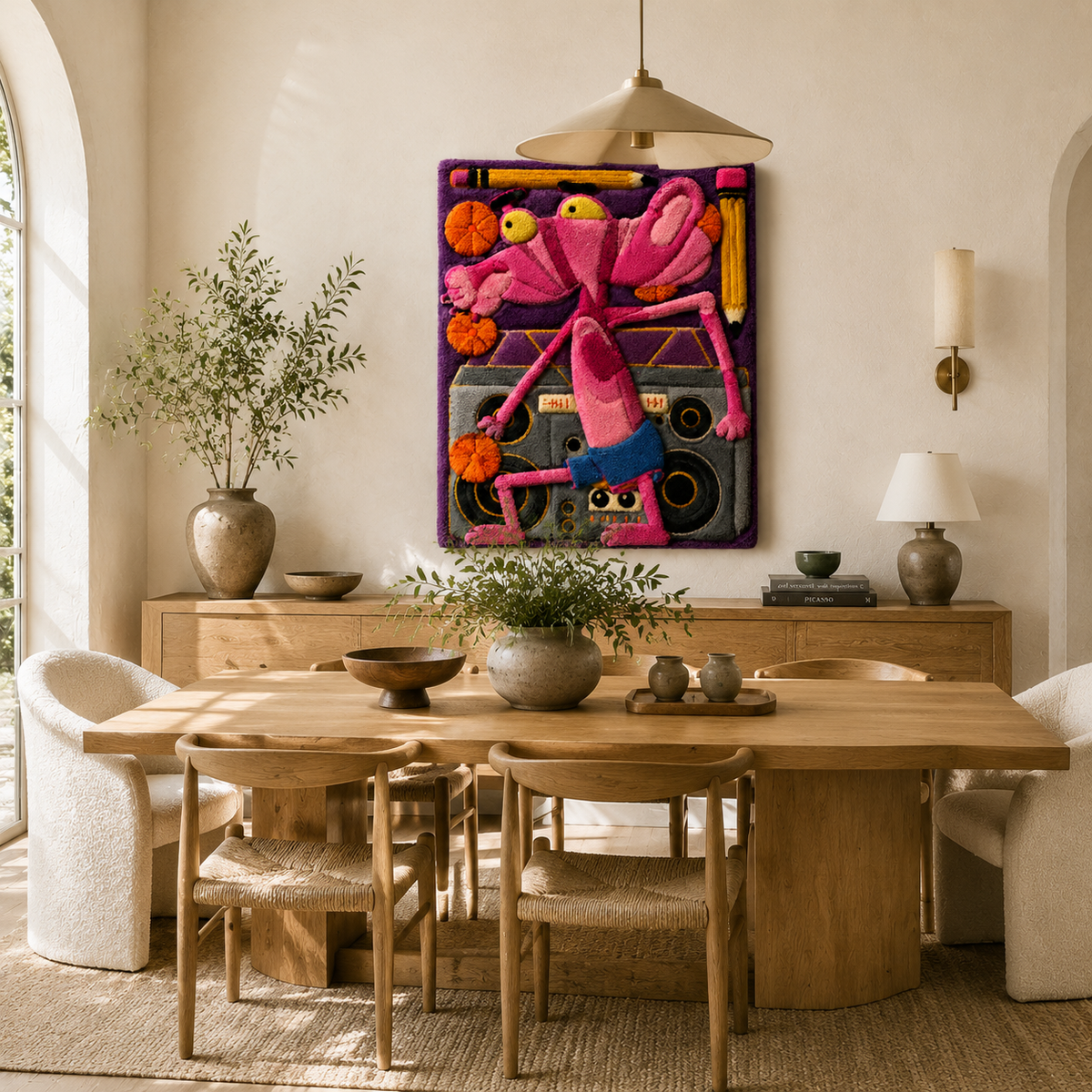 Pink Court Rebel wall art by Hewn Earth featuring abstract pink and white geometric shapes for modern home decor.
