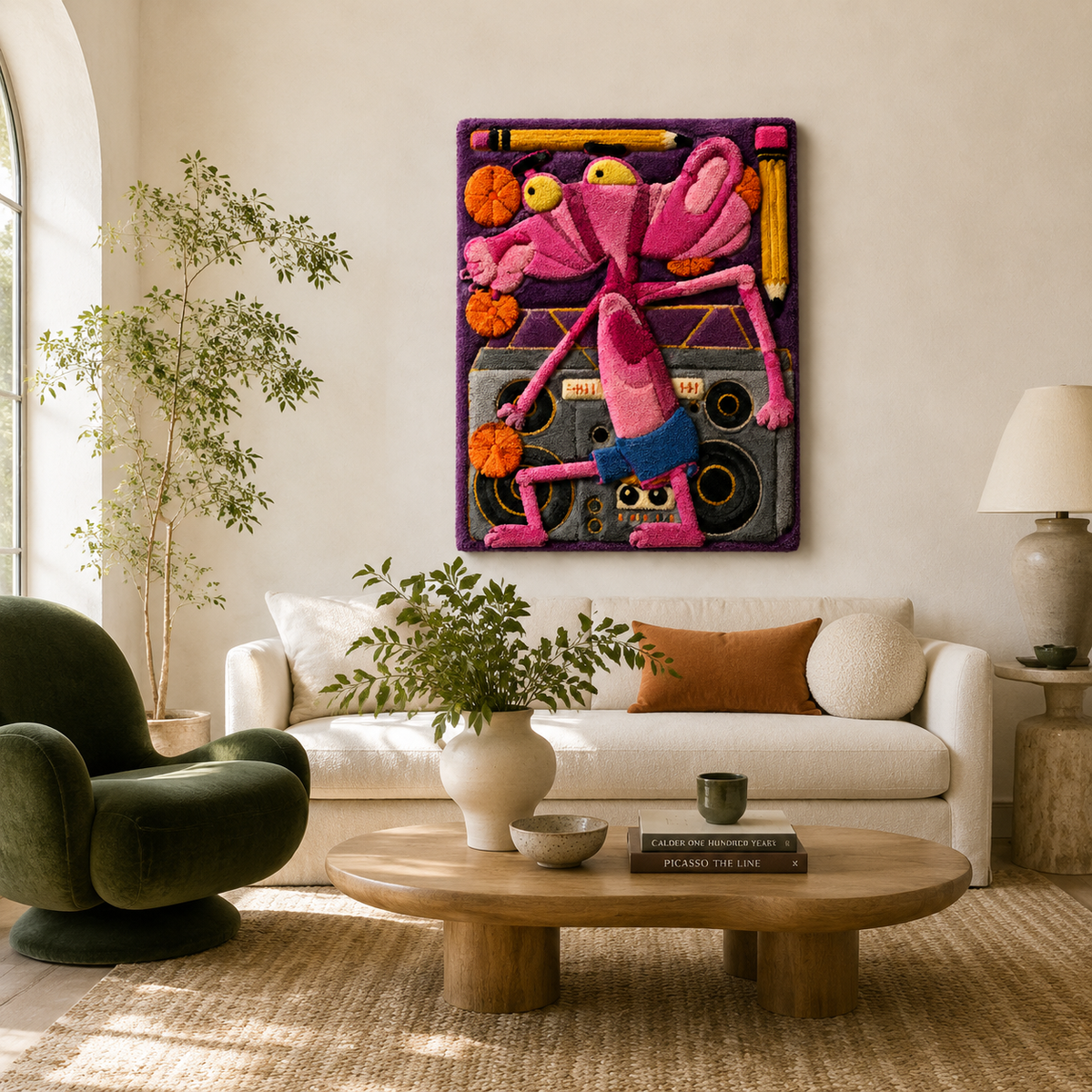 Pink Court Rebel wall art by Hewn Earth featuring vibrant pink abstract design on a canvas background.