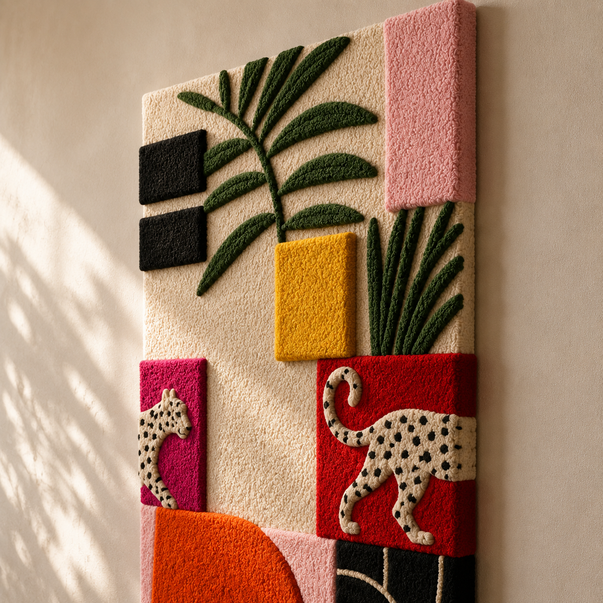 Hewn Earth Leopard Conservatory wall art featuring a vibrant leopard design on a light background.