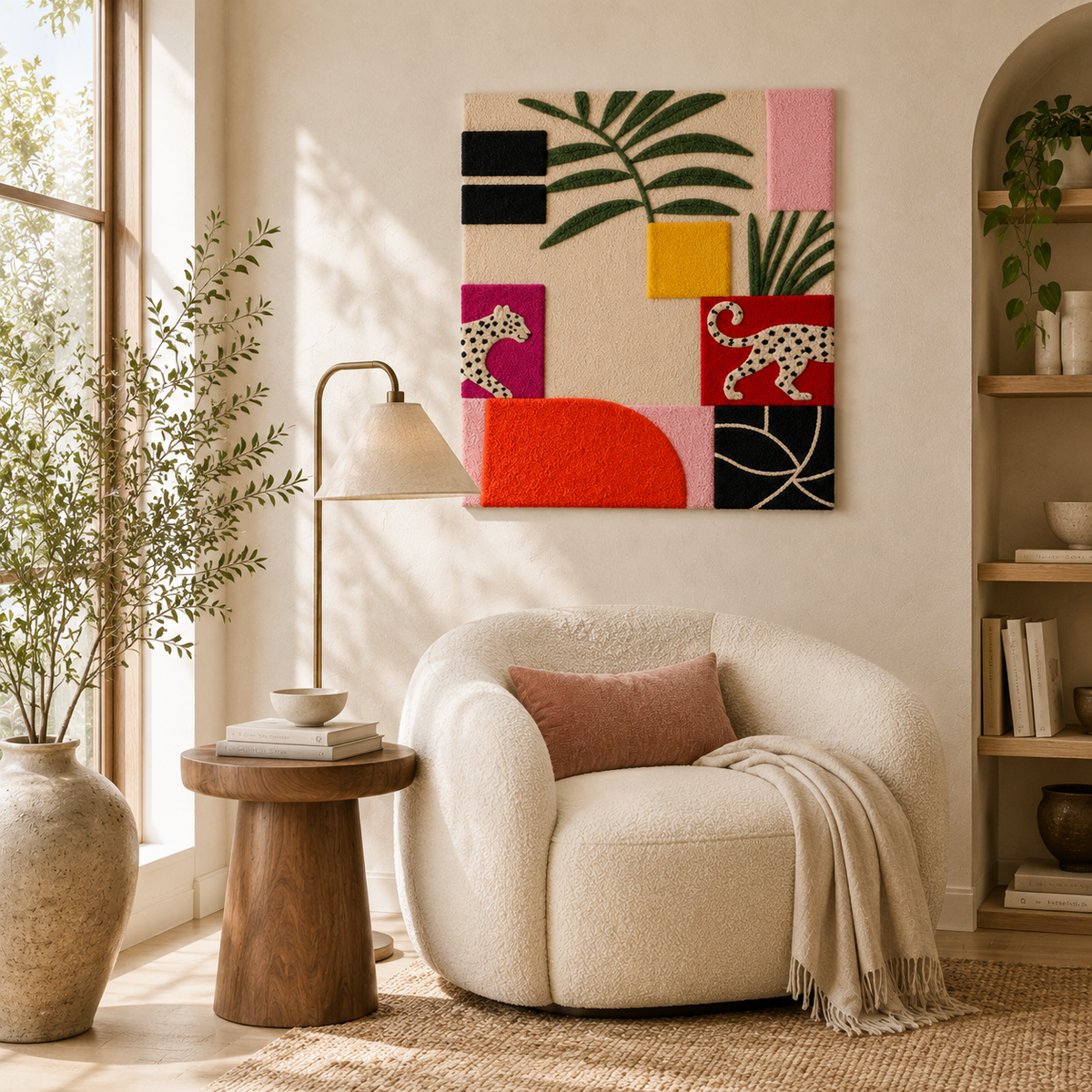 Leopard Conservatory wall art by Hewn Earth featuring a detailed leopard illustration on a natural background.