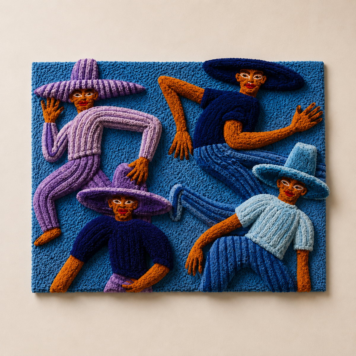 Cobalt Hat Chorus wall art by Hewn Earth featuring abstract blue and white design, suitable for modern home decor.