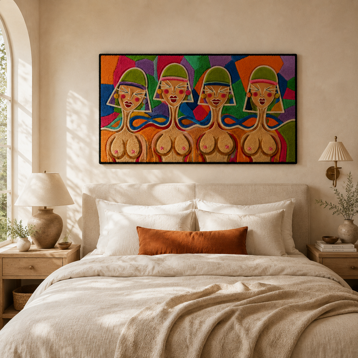 Hewn Earth Carnival Sisterhood wall art featuring vibrant, detailed design suitable for home decor or artistic display