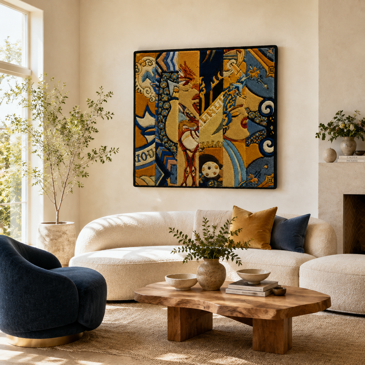 Hewn Earth Studio Fragment wall art featuring abstract design in neutral tones, displayed on a modern wall.