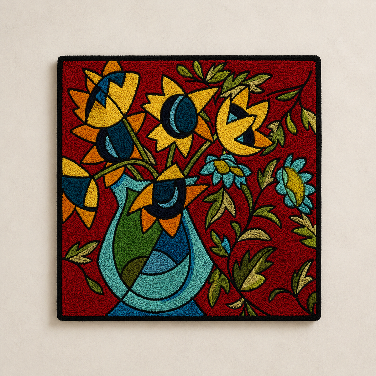 Hewn Earth Midnight Garden Vessel wall art featuring a dark, intricate garden design on textured canvas.