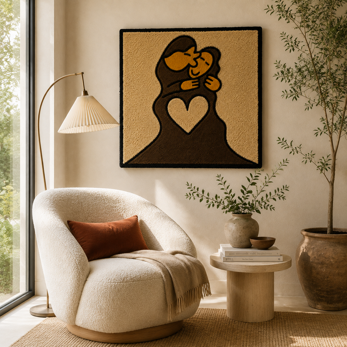 Heart Held Close wall art by Hewn Earth featuring a heartfelt illustration of a heart held gently, ideal for home decor.