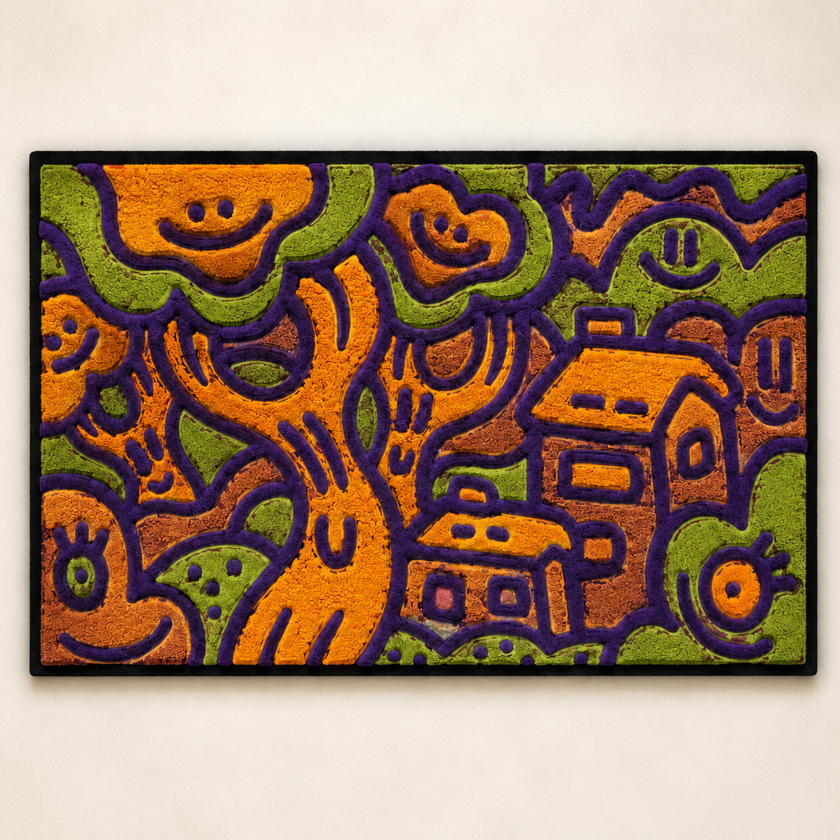 Ochre Songlines wall art by Hewn Earth featuring earthy, abstract designs on a canvas for vibrant home decor.