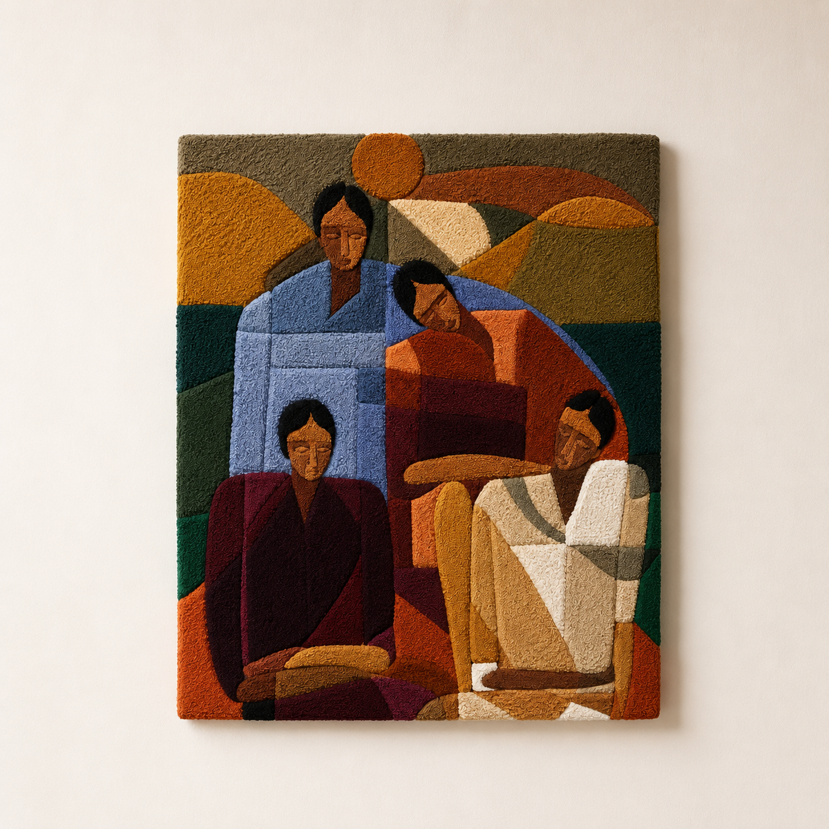 Earth Tone Gathering wall art by Hewn Earth, featuring warm, natural colors and abstract design on canvas.