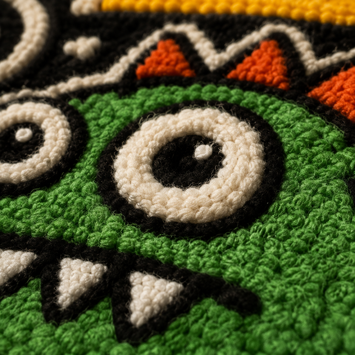 Close-up of Hewn Earth Crowned Creatures wall art showing detailed illustration of mythical animals with regal crowns on a textured background.
