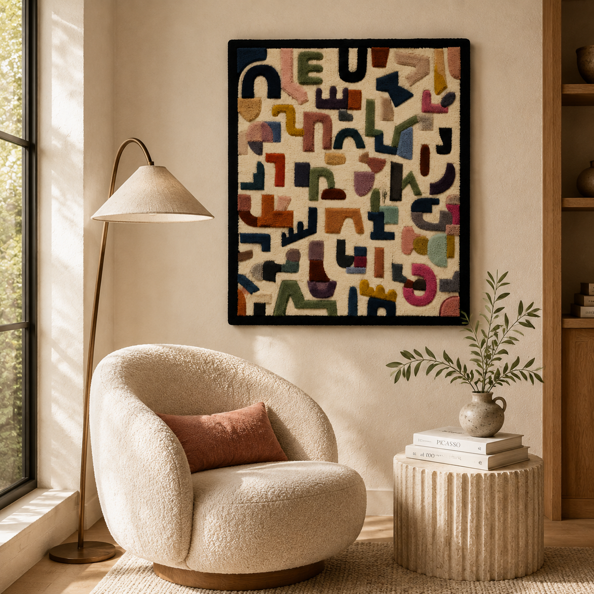 Hewn Earth Soft Signal Field wall art featuring abstract soft signal patterns on a textured background.