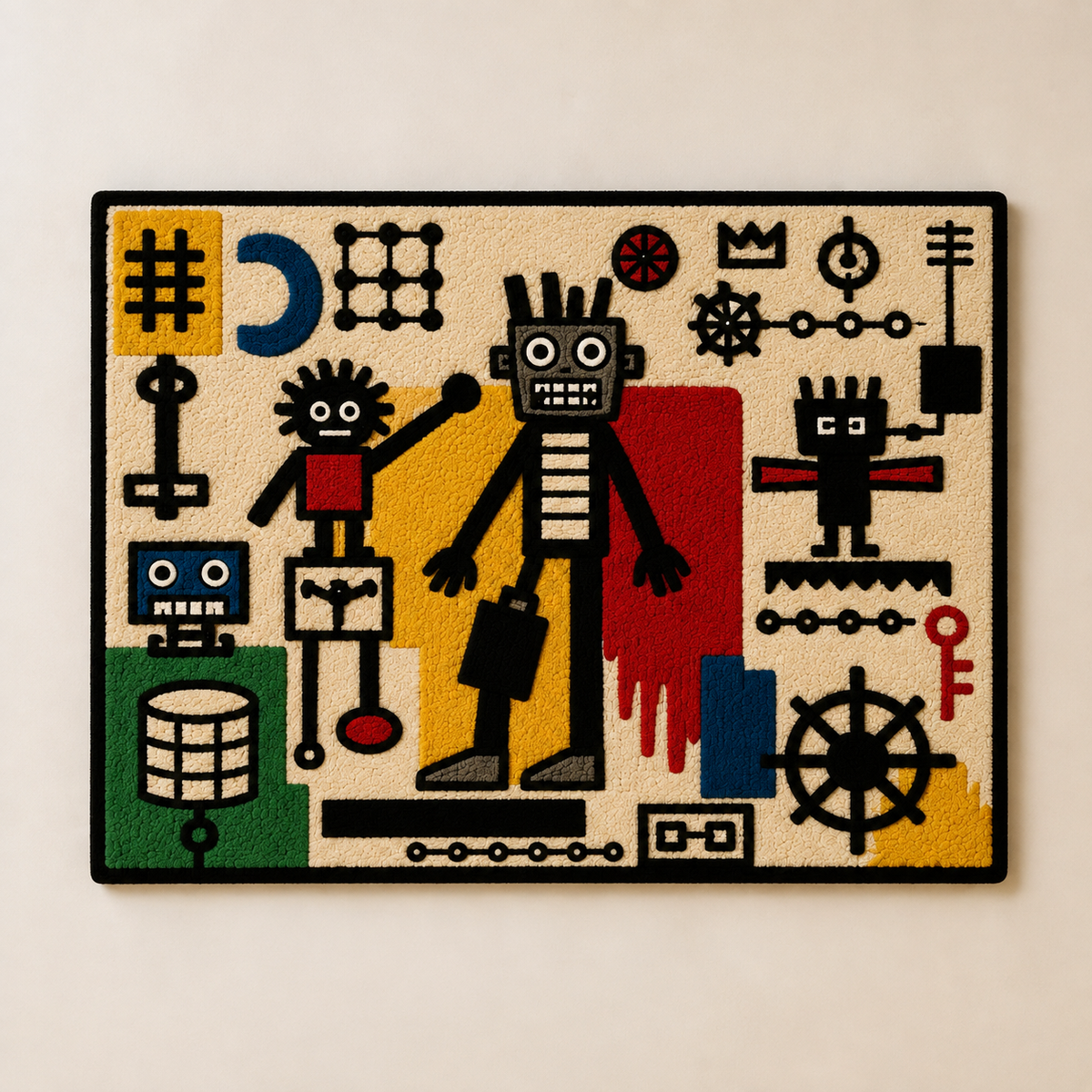 Hewn Earth Machine Kingdom wall art featuring detailed, abstract design in earthy tones on a light background.
