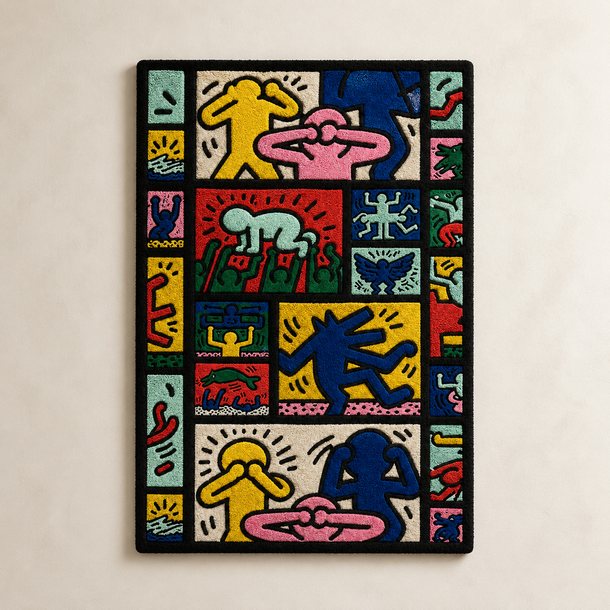 Dancing Glyphs wall art by Hewn Earth featuring abstract glyph designs on a neutral background.