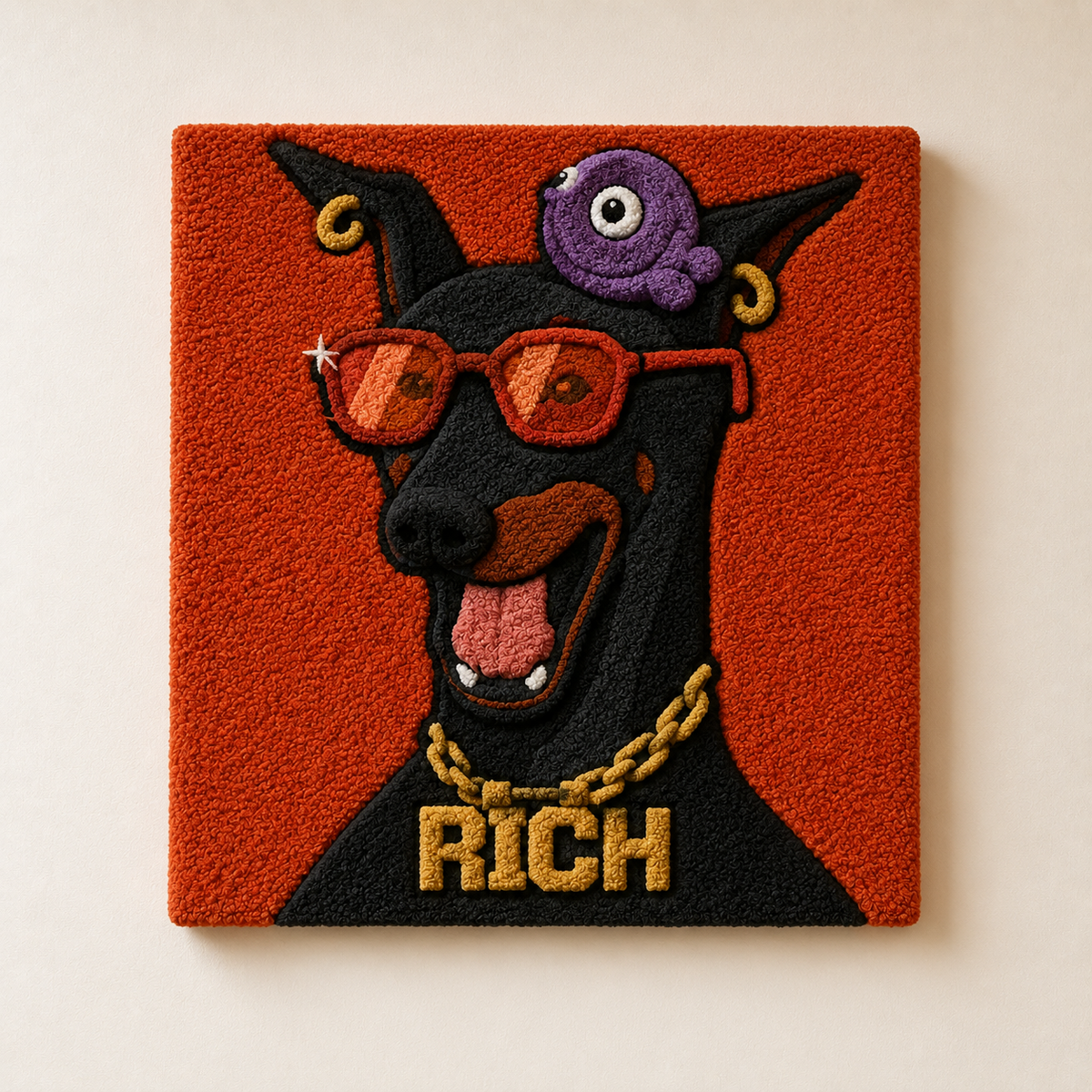 Rich Hound wall art by Hewn Earth featuring a detailed, artistic depiction of a hound dog on a textured background.