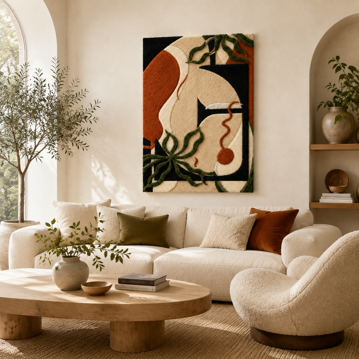 Terracotta Vine Muse wall art by Hewn Earth, featuring earthy terracotta tones and intricate vine design for wall decor.