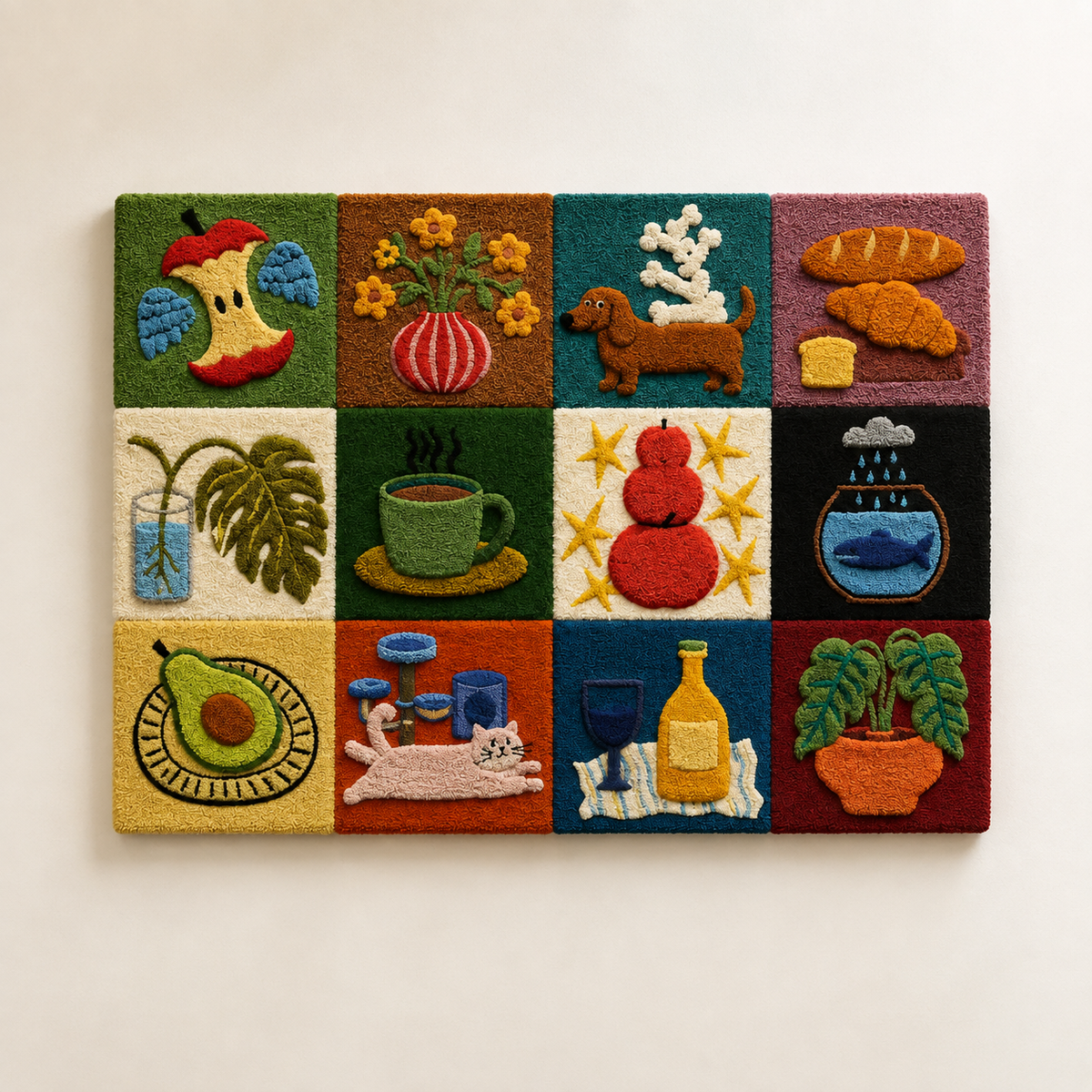 Hewn Earth Global Pantry Grid wall art featuring a detailed world map with a modern, artistic design for home decor.