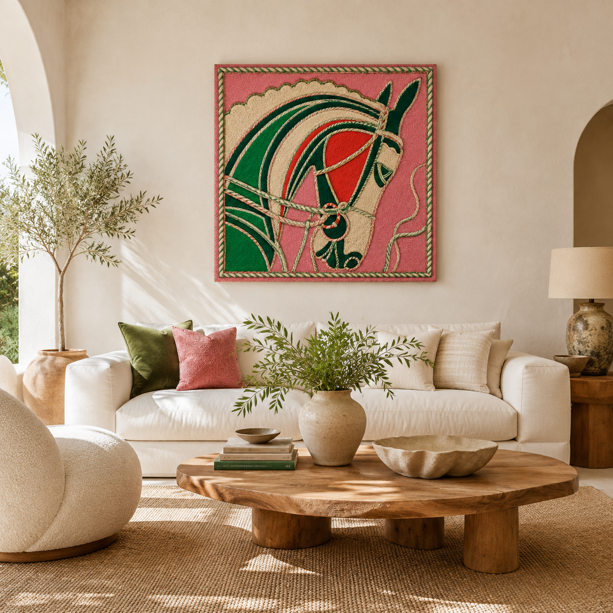 Hewn Earth Rose Bridle wall art featuring a detailed, artistic depiction of a rose-inspired design on a neutral background.