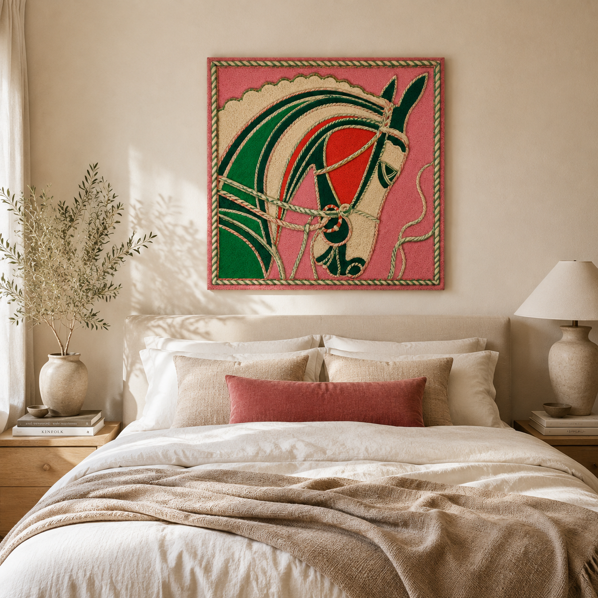 Hewn Earth Rose Bridle wall art featuring a detailed, artistic representation of a rose bridal design on a neutral background.