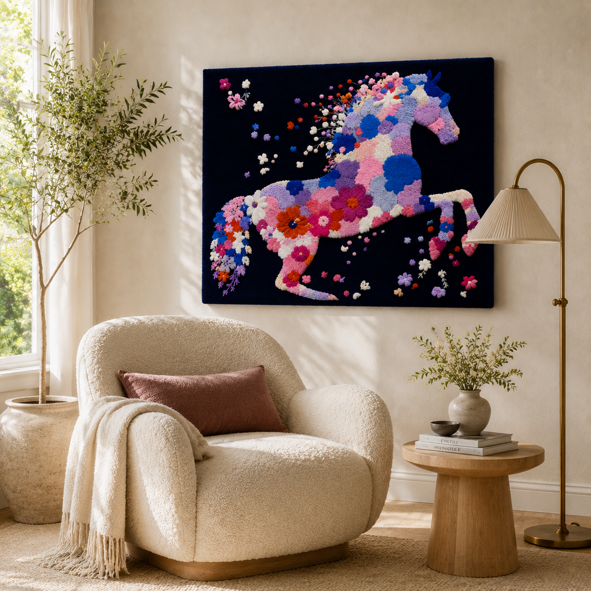 Colorful Confetti Mare wall art by Hewn Earth featuring vibrant, abstract confetti patterns on a decorative wall art piece.