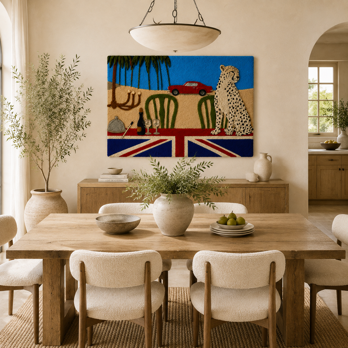Hewn Earth Cheetah Road Club wall art featuring a detailed cheetah illustration on a neutral background.