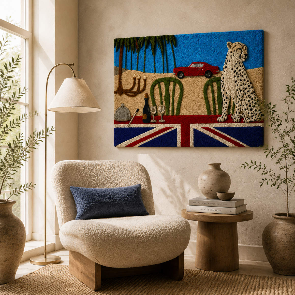 Cheetah Road Club wall art by Hewn Earth featuring a vibrant cheetah design on a textured background.