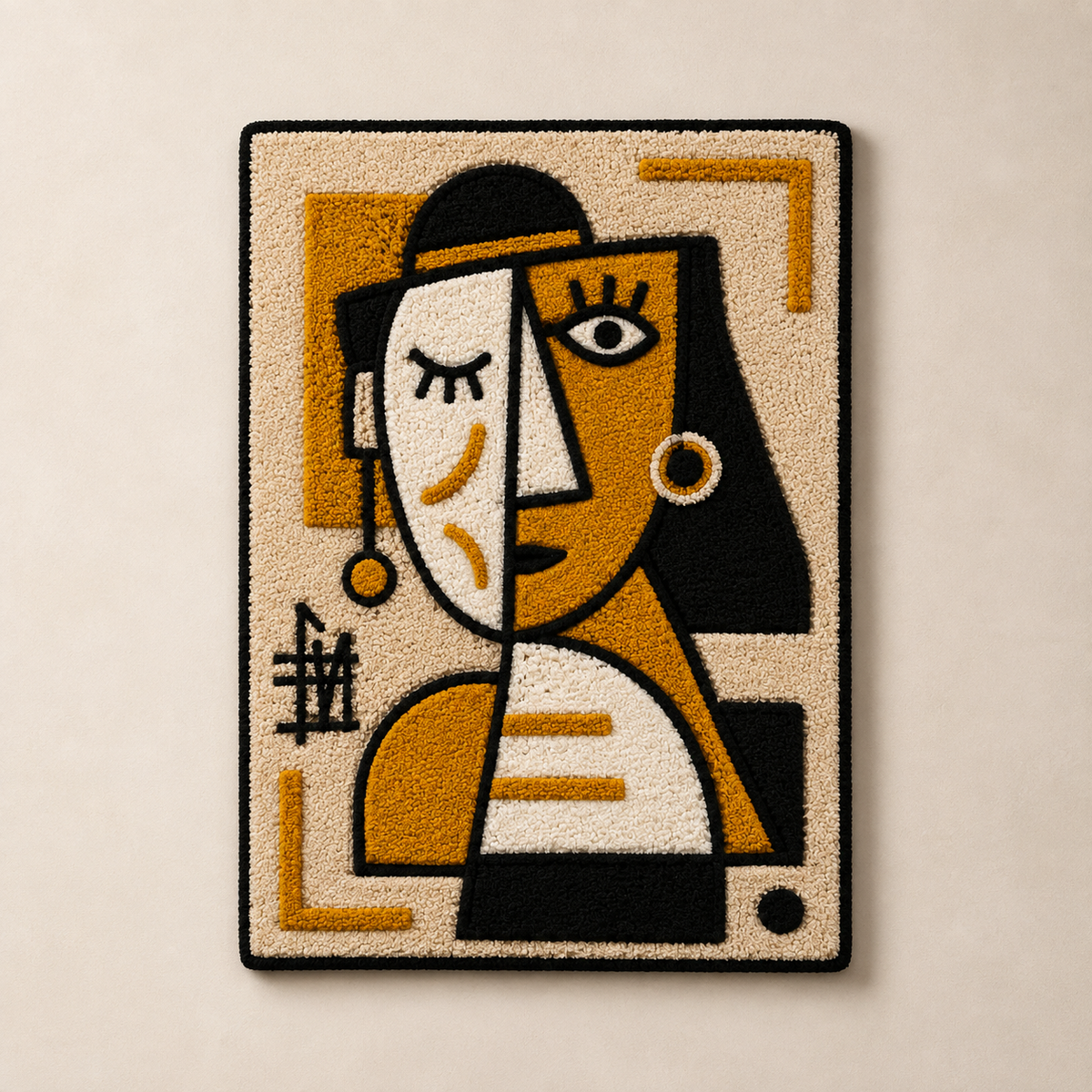 Ochre split portrait wall art by Hewn Earth featuring warm tones and textured surface, suitable for modern interior decor.