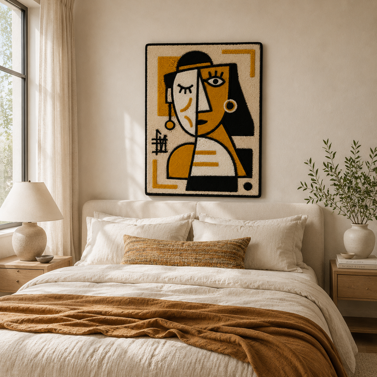 Ochre Split Portrait wall art by Hewn Earth featuring abstract earthy tones and textured surface, ideal for modern interior decor.