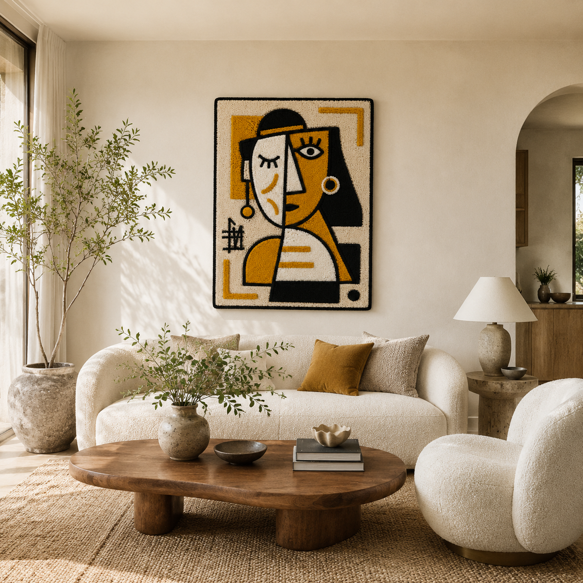 Ochre split portrait wall art by Hewn Earth featuring earthy tones and textured design for home decor.