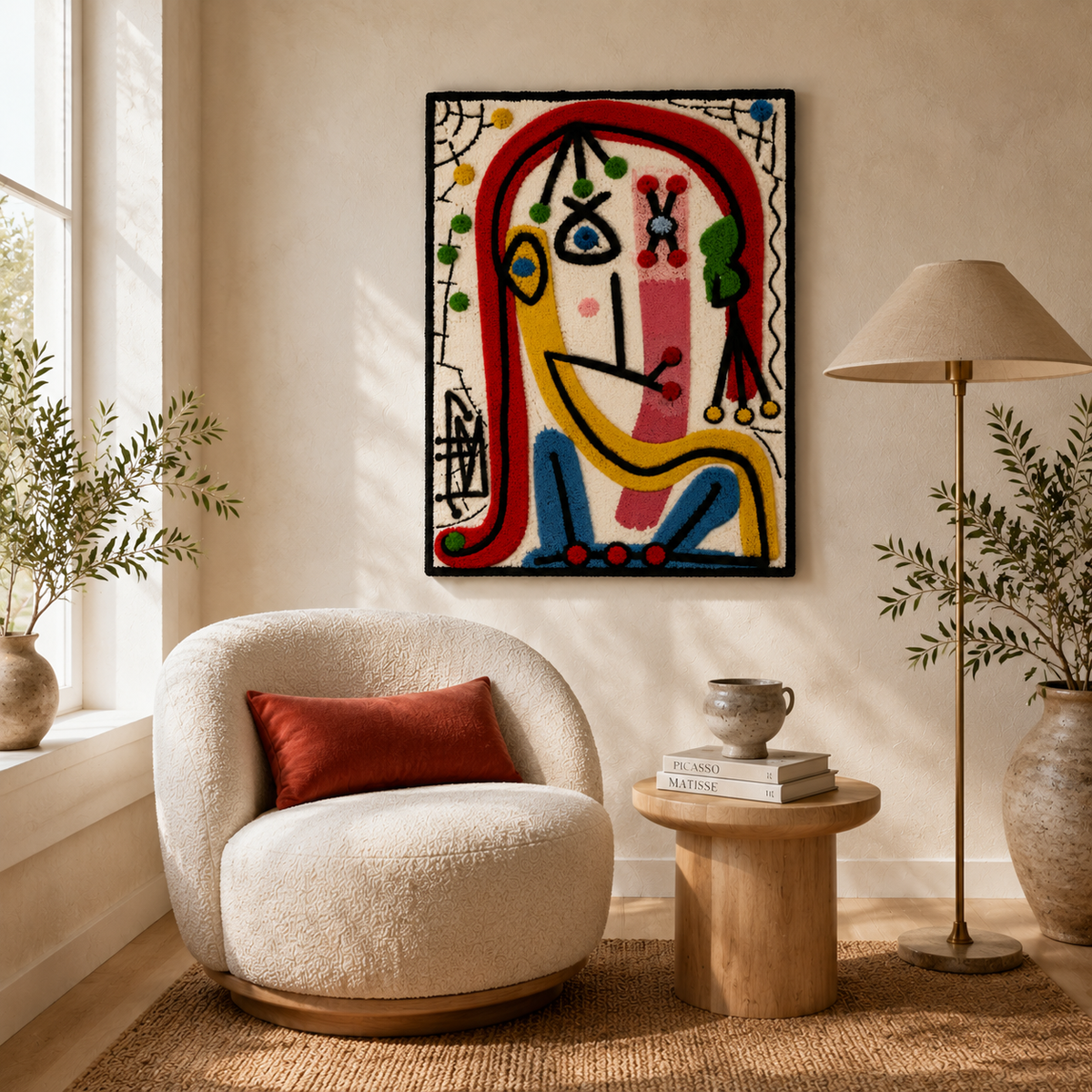 Playful Face wall art by Hewn Earth featuring a colorful, whimsical face design for modern home decor.