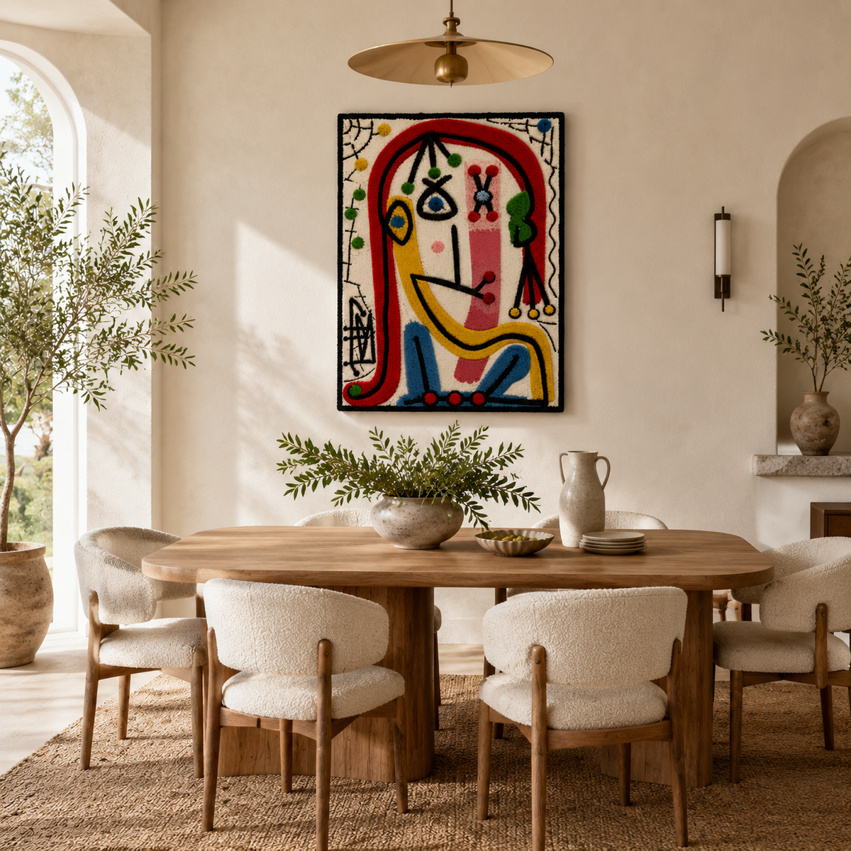Playful Face wall art by Hewn Earth featuring a vibrant, whimsical face design on a textured canvas.