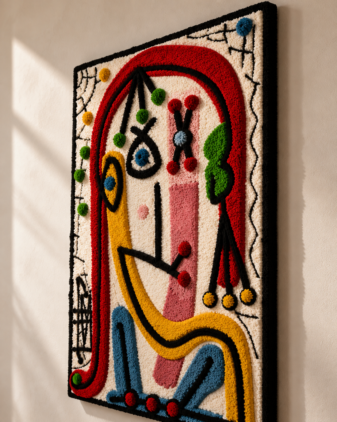 Colorful playful face wall art by Hewn Earth, vibrant abstract design perfect for modern home decor.