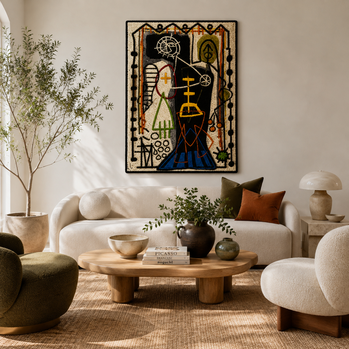 Hewn Earth Oracle Wall Art featuring intricate design and natural wood finish, perfect for modern interior decor.