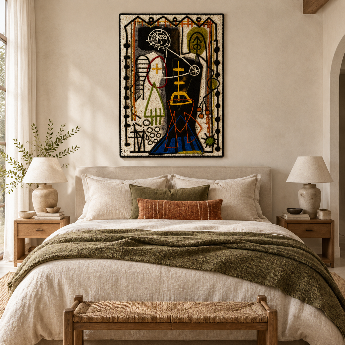 Hewn Earth Oracle Window wall art featuring intricate geometric patterns and earthy tones, designed for decorative wall display.