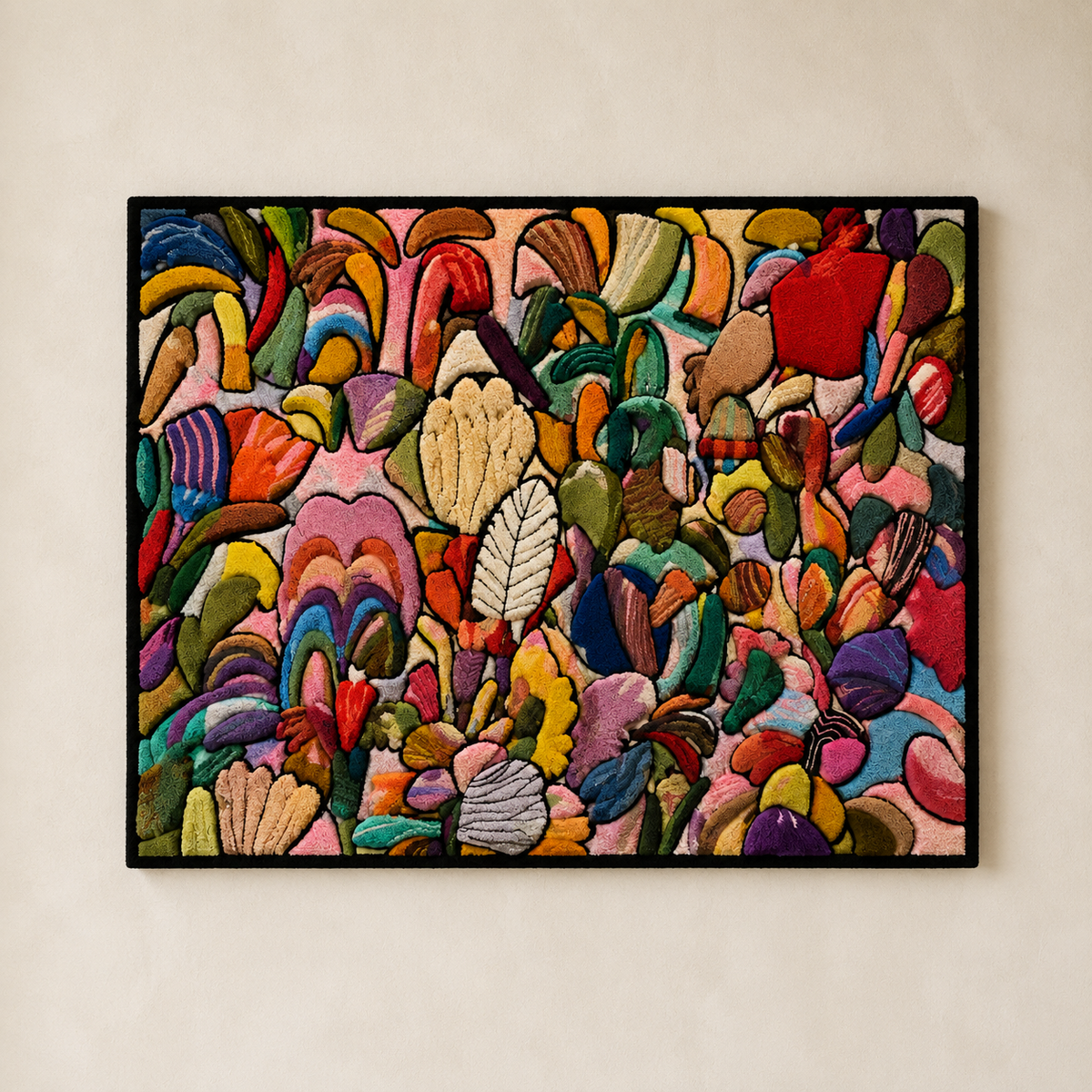 Hewn Earth Wild Color Thicket wall art featuring vibrant, abstract foliage in a natural, textured design for modern home decor.