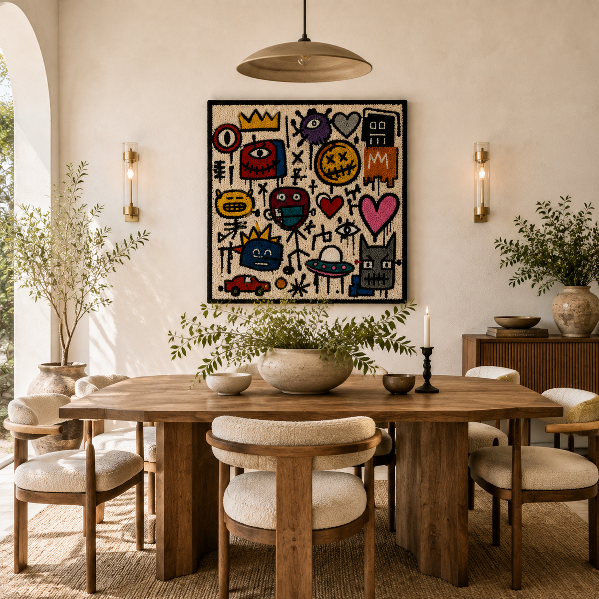 Hewn Earth Street Symbol Chorus wall art featuring bold, colorful street symbol designs on a modern canvas display.