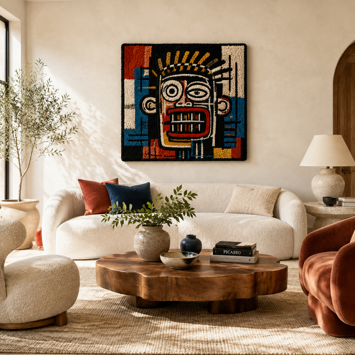Hewn Earth Copper City Mask wall art displaying intricate copper-toned cityscape design for home decor.